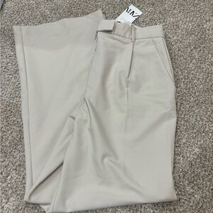 Zara Womens Wide Leg Beige Trousers NWT